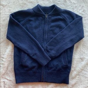 Gap Kids navy zipper cardigan with pockets.